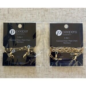 New 2 Peepers Gold Eye Glass Chain Holders